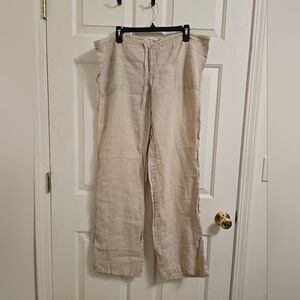 Victoria's Secret Tan Linen Wide Leg Pants Size 12 Long